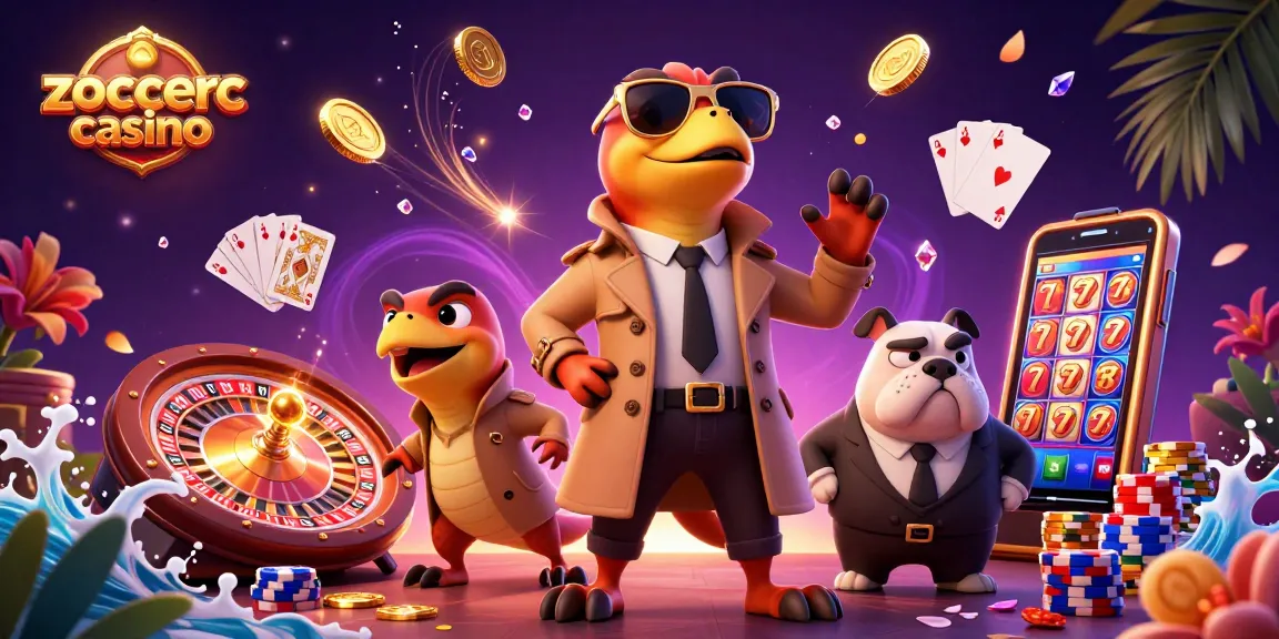 Imposantes zoccercasino-Design mit drei Cartoon-Raptoren in einem Trenchcoat, die in eine VIP-Lounge wollen.