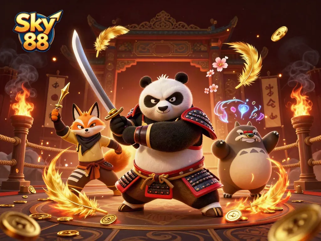 Experience thrilling gameplay at Sky 88 with a vibrant 3D casino scene featuring dynamic characters and rich game elements.