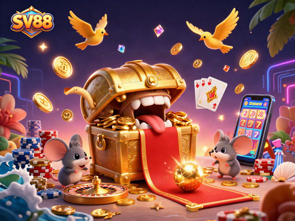 SV88 invites players to win riches with dynamic treasure scenes filled with golden coins and interactive game elements.