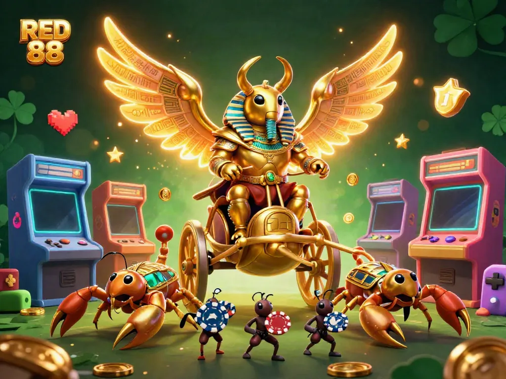 Engage with thrilling slots at RED 88 featuring a vibrant 3D scene of games and stunning characters.