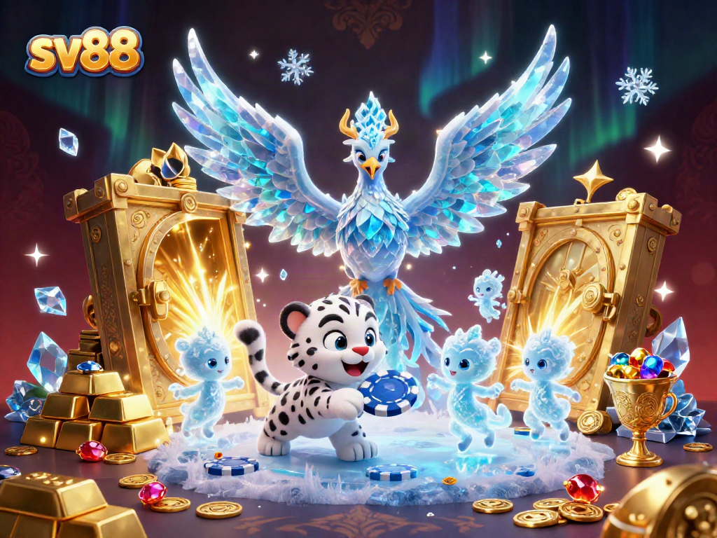 Engage with sv88's thrilling fun through a vibrant illustration of a fantasy casino setting.