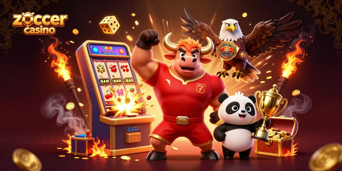 Experience the thrill of zoccer casino with vibrant characters celebrating a jackpot amidst dynamic game elements.